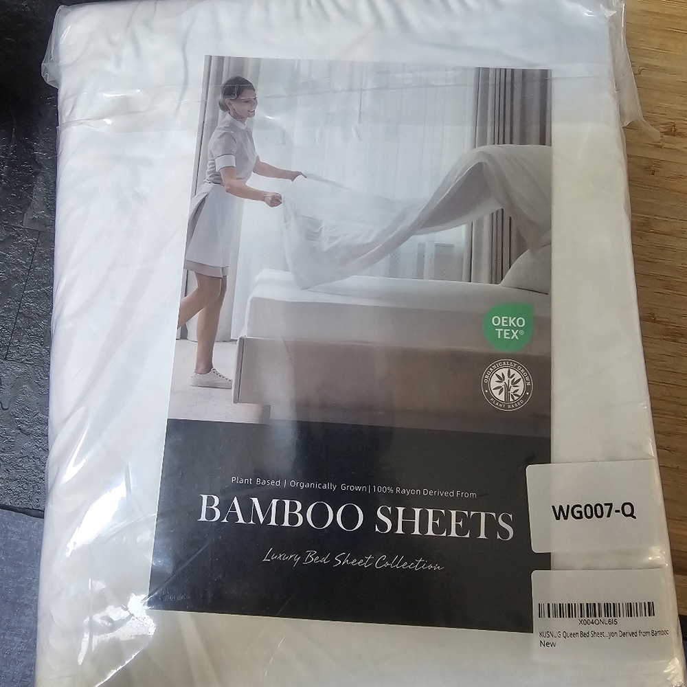 NIB Bamboo Sheet set 4 Pieces Queen White Deep Pockets - Picture 11 of 13